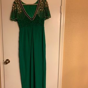 Green beaded dress